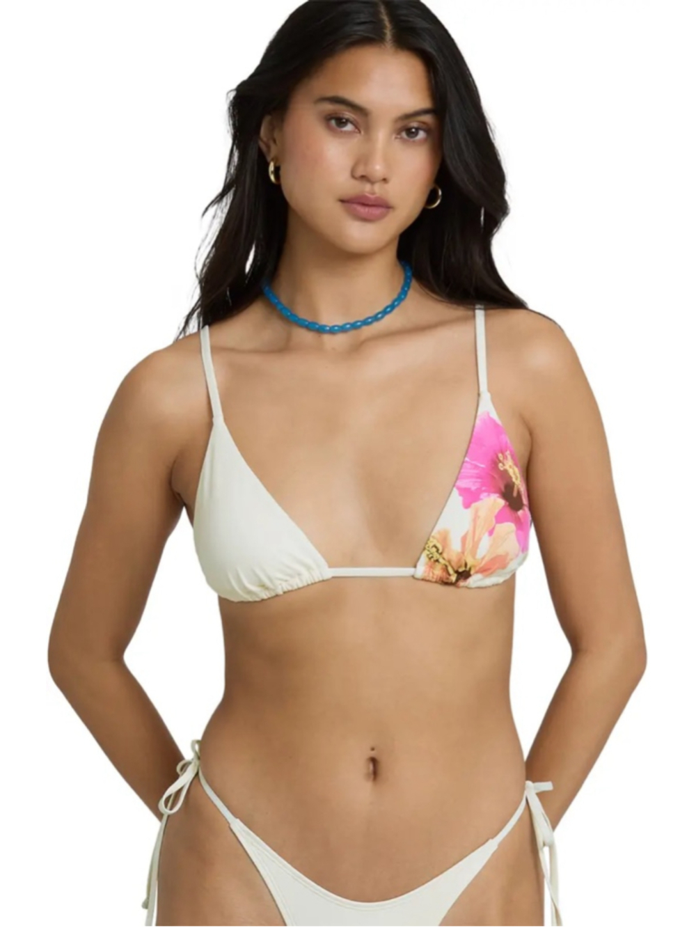 Billabong Sunny Shore Bikini Set Floral NWT S/M Ivory Pink Tropical Swim - Picture 3 of 9